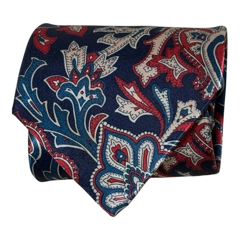 Etienne Aigner Classic Tie‎ Paisley Design Navy Blue Red Teal White